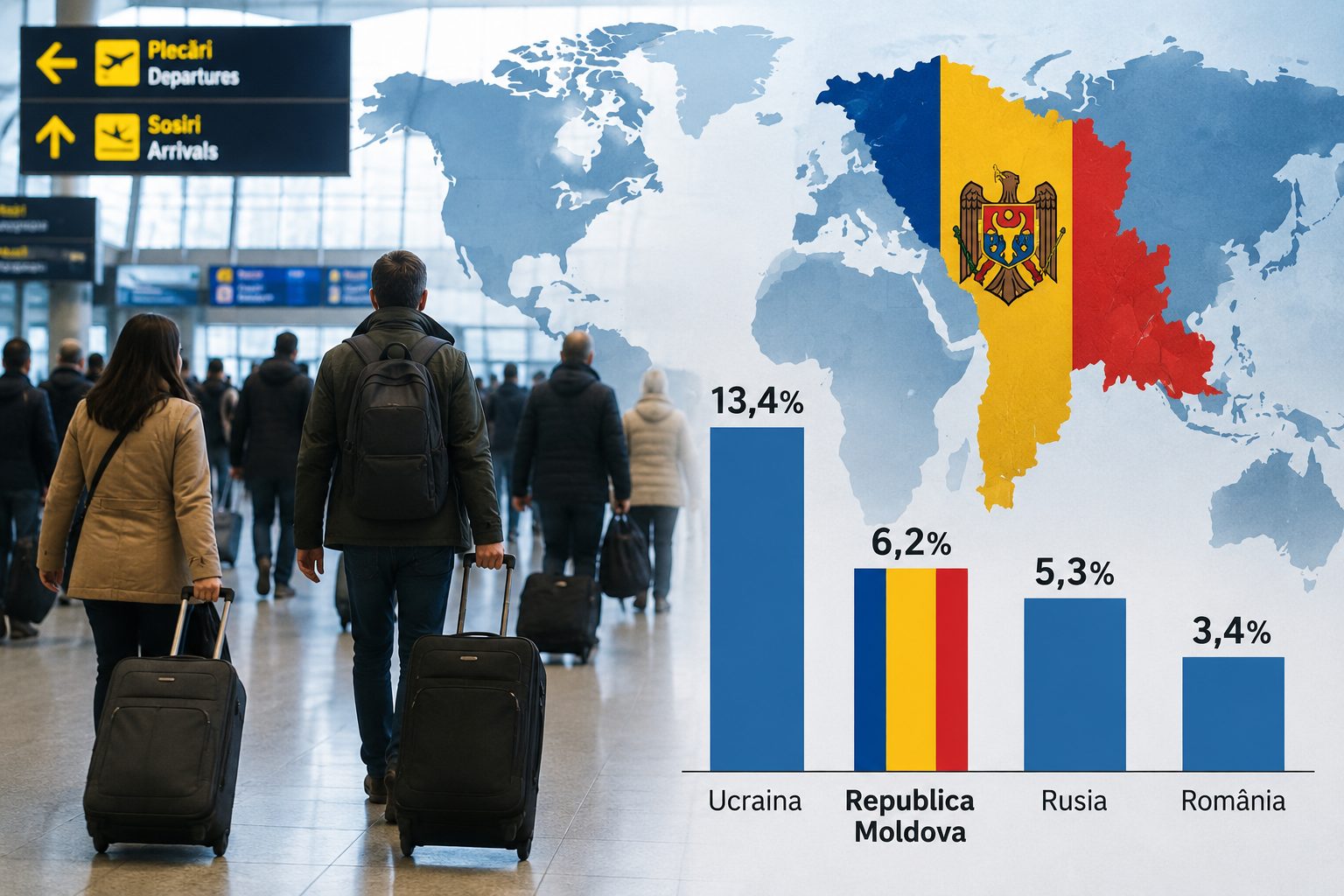 Moldova, depăşeşte România și Rusia la numărul migranților raportat la populație
