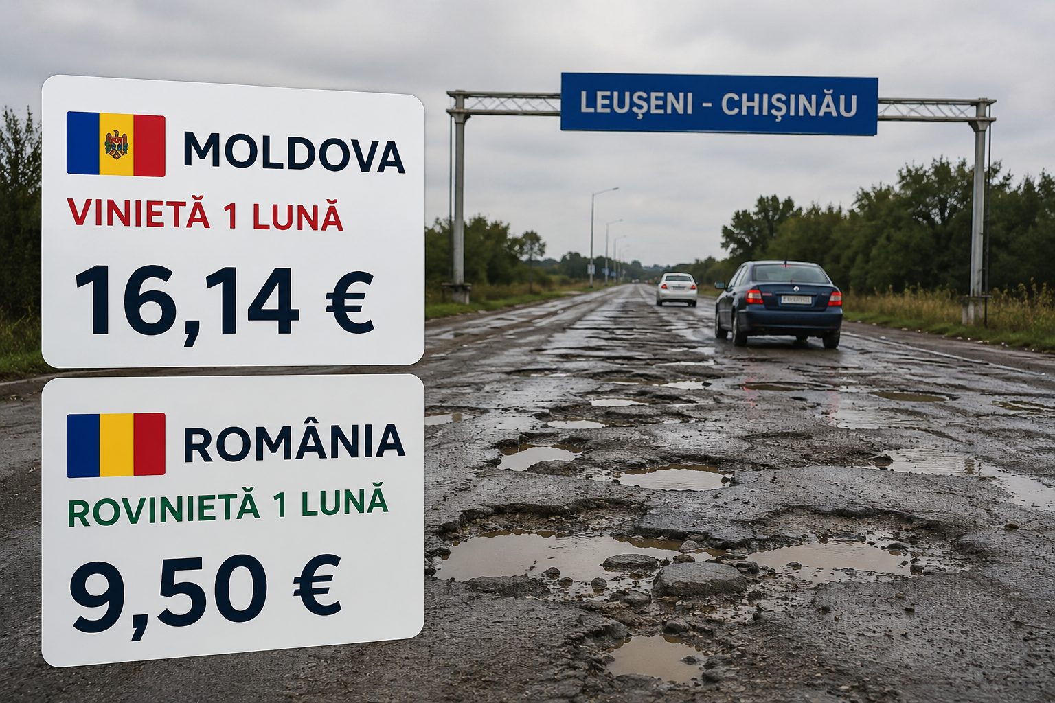 16 euro pentru gropi? Vinieta moldovenească bate România la preț
