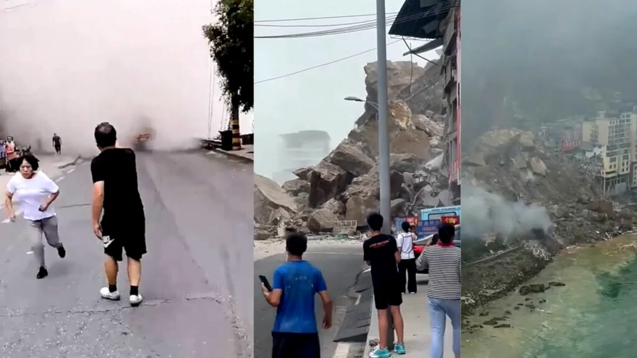 Groază într-un oraș din China: blocuri întregi, înghițite într-o alunecare de teren. Peste 1.000 de locuitori evacuați