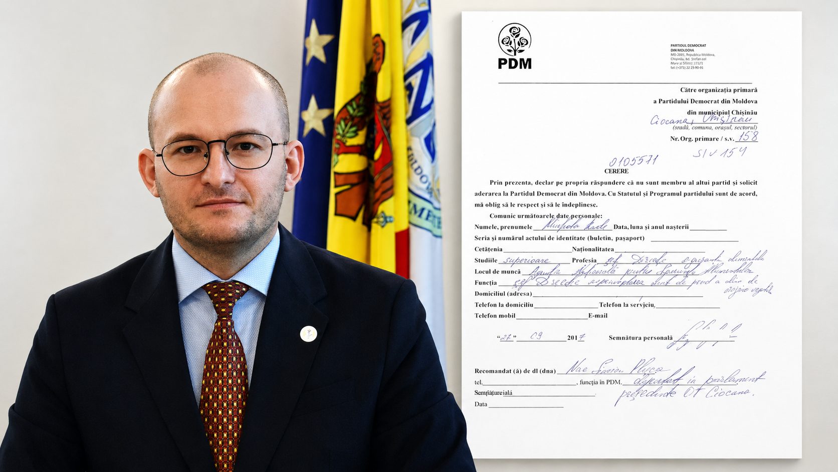 După demisie, apare dovada: Radu Musteață a solicitat aderarea la PDM în 2017