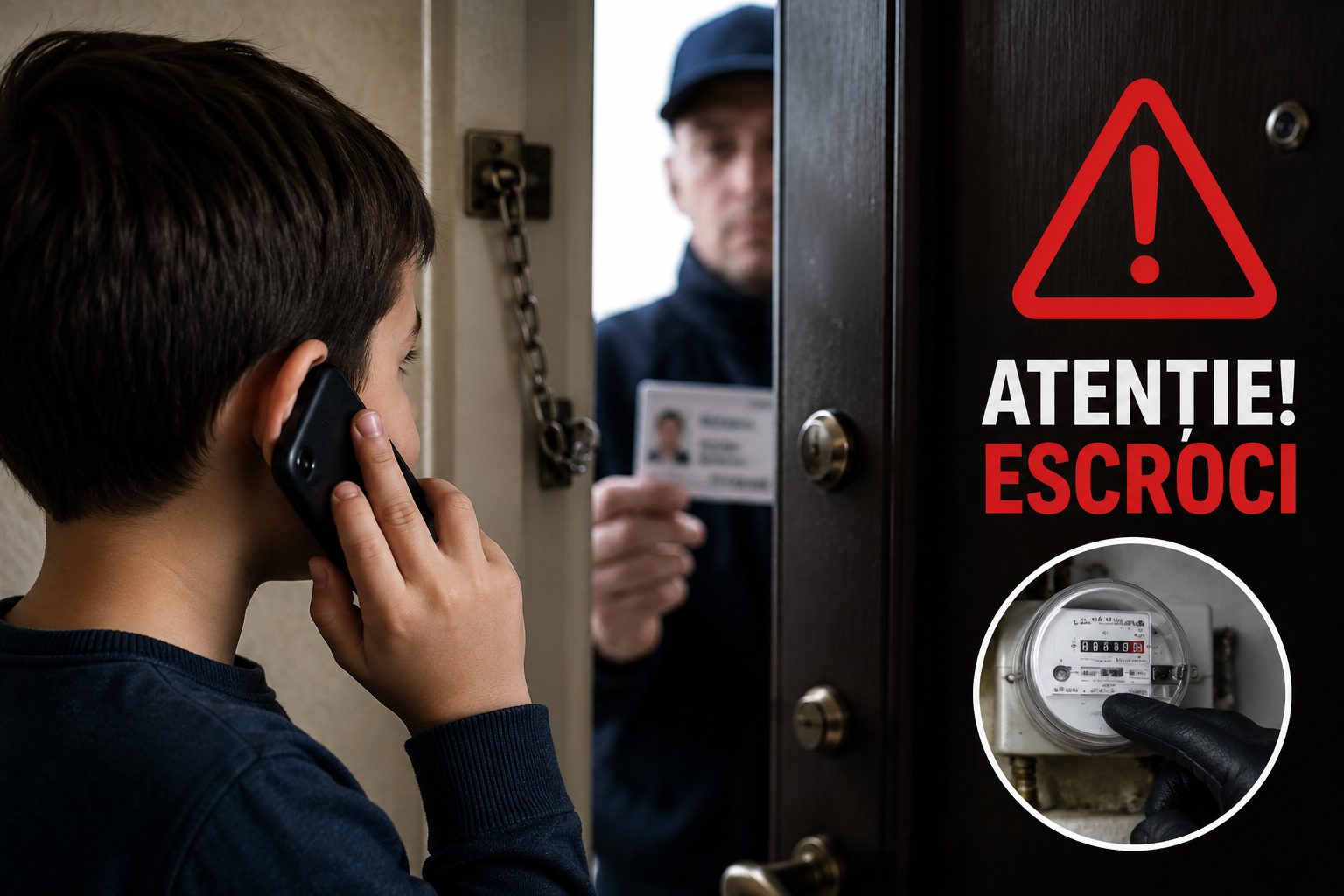 Escrocheriile iau amploare printre copii! O minoră, îndemnată să deschidă ușa pentru „verificarea contorului”