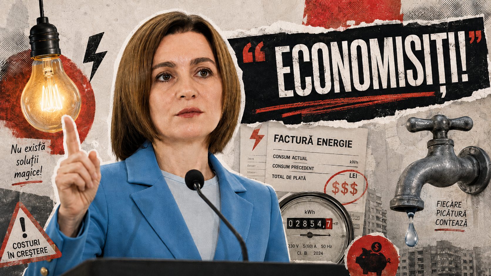Sandu spune că nu există „soluții magice” și le cere oamenilor să economisească energia și apa: altfel, vom plăti mai mult