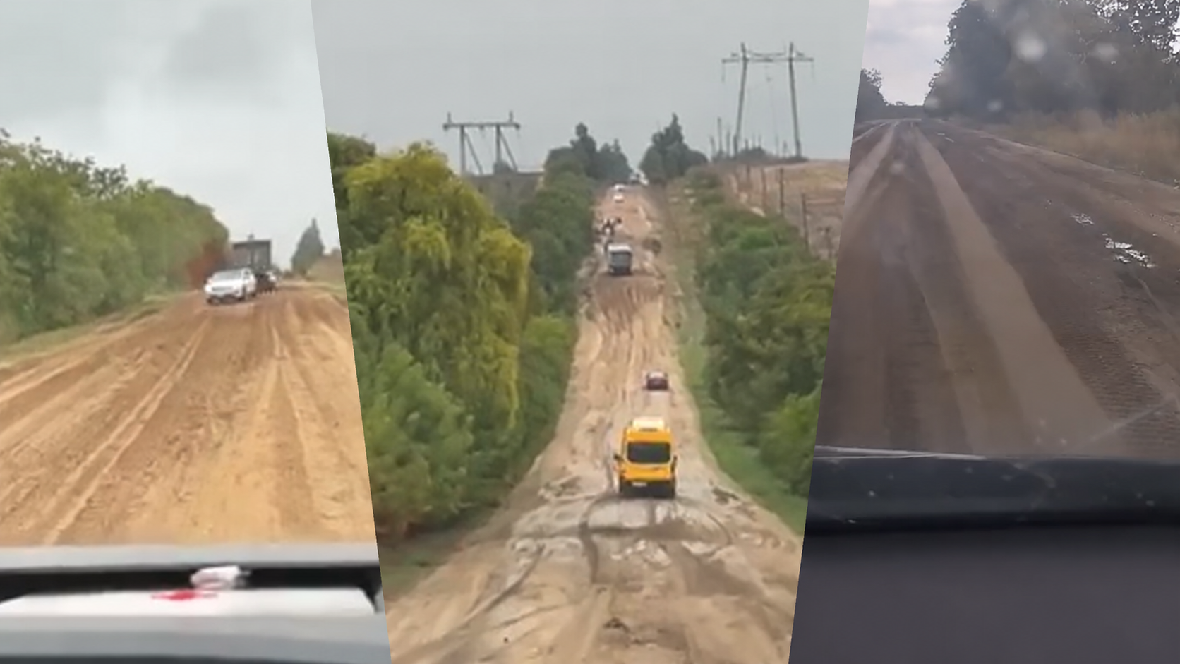 „Moldova europeană”: Drum din Ștefan Vodă, transformant în mocirlă după ploaie. Autobuzele școlare alunecă
