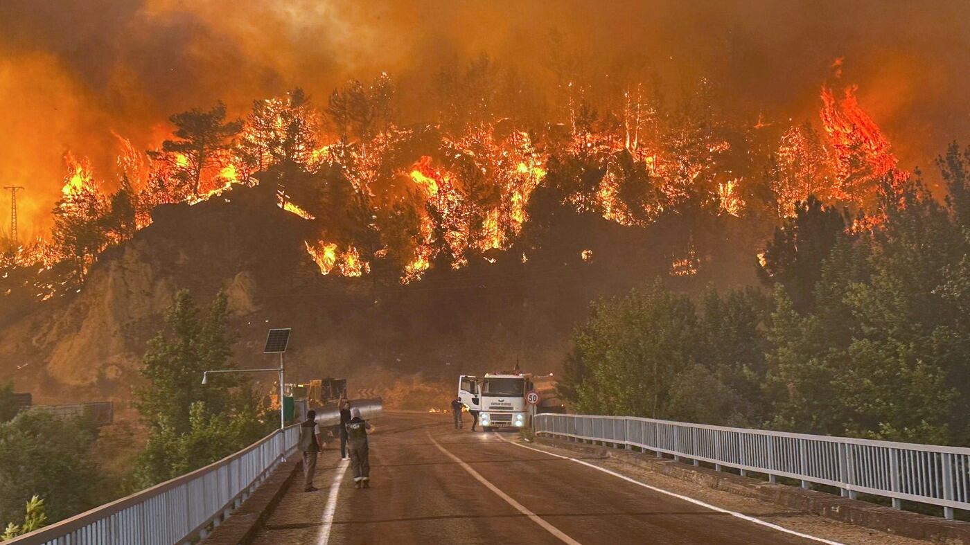 Incendiile de vegetație au cuprins Antalya, iar fumul și cenușa au ajuns la principalul aeroport
