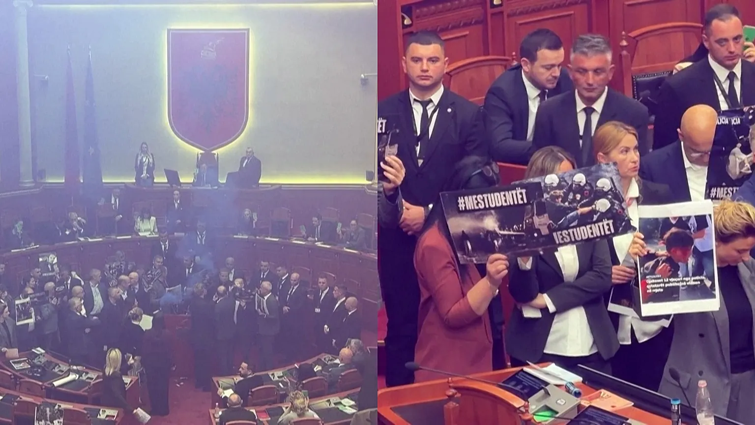 Хаос в парламенте Албании! Оппозиция зажгла дымовые шашки и забросала премьера бутылками