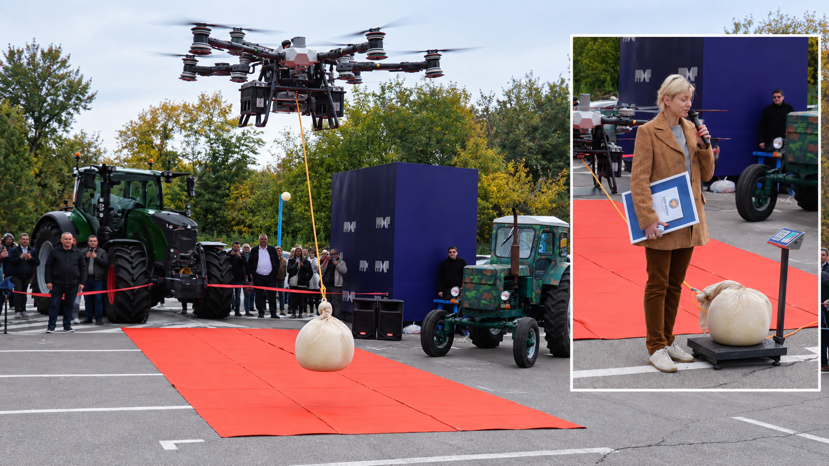 Moldova ia înălțime… cu brânza! Record național la „Marea Brânză”, ridicată în aer cu o dronă