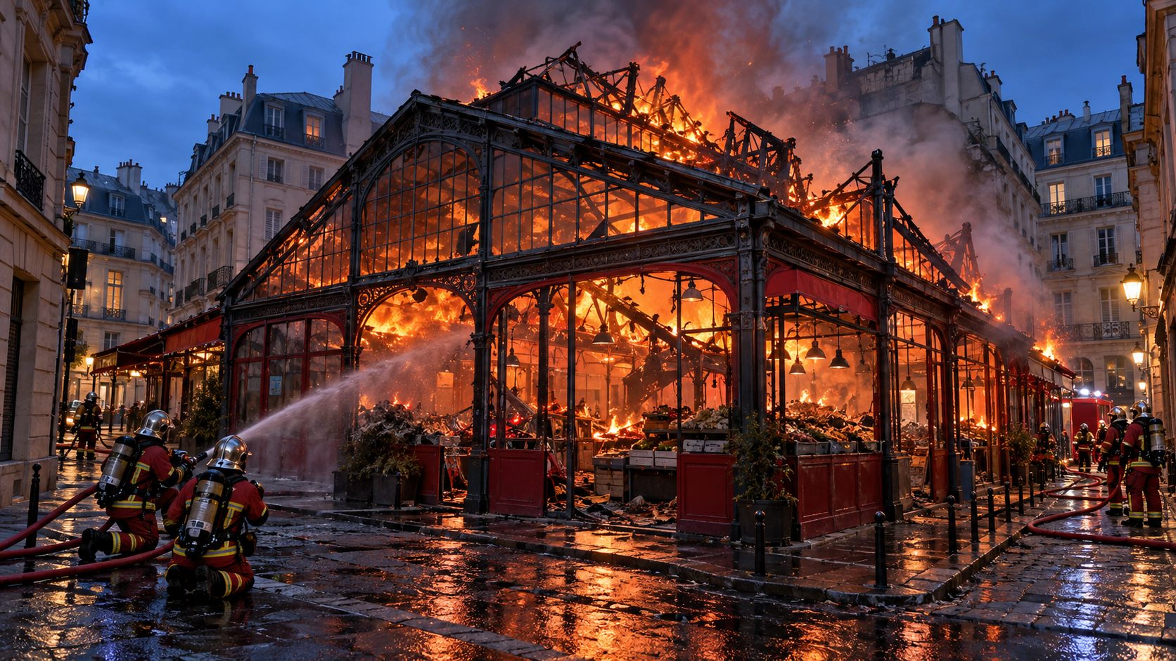 Cea mai veche piață acoperită din Paris, distrusă de un incendiu
